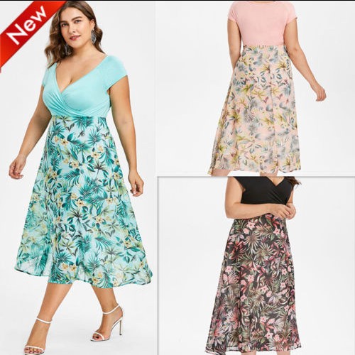 Printed stitching dress