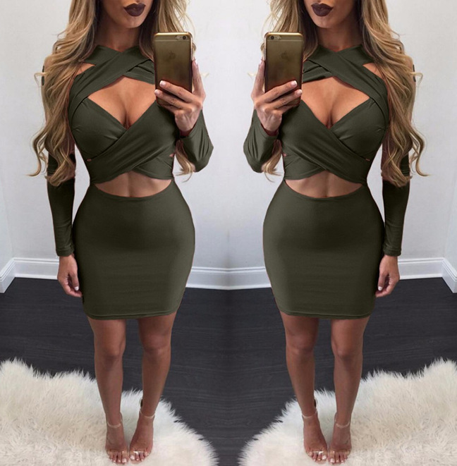 women's openwork nightclub dress