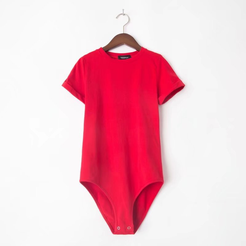 Round neck short sleeve slim bodysuit