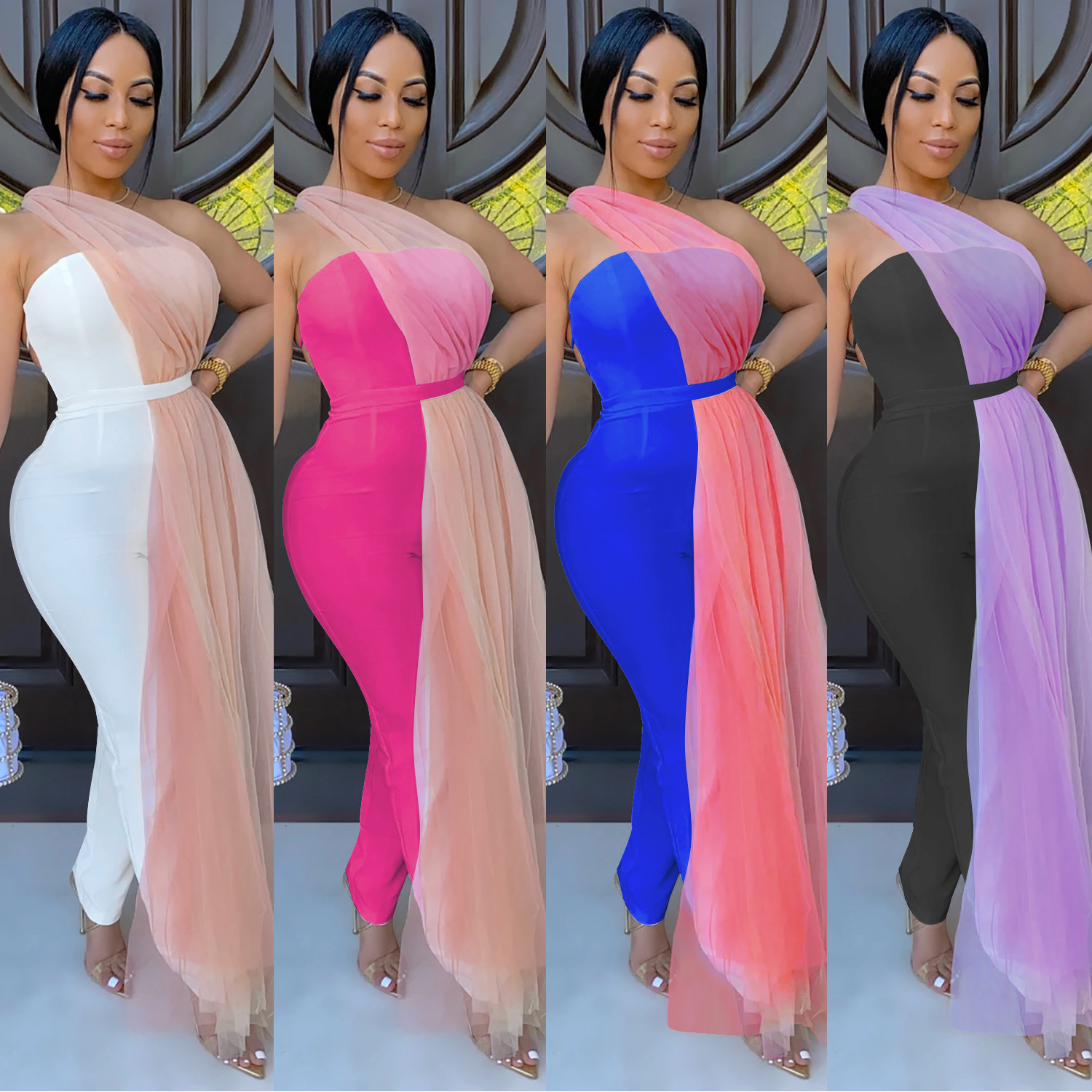 Ladies wrapped breast gauze jumpsuit