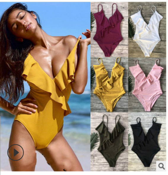 New Style Ruffled One-piece Swimsuit Foreign Trade Swimwear Amazon Bikini