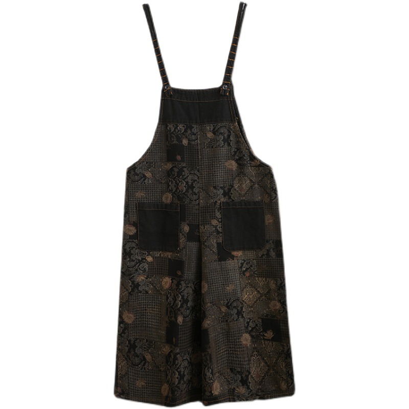 Women'S Patch Pocket Wide-Leg Pants Are Tall And Thin Loose Denim Jumpsuit