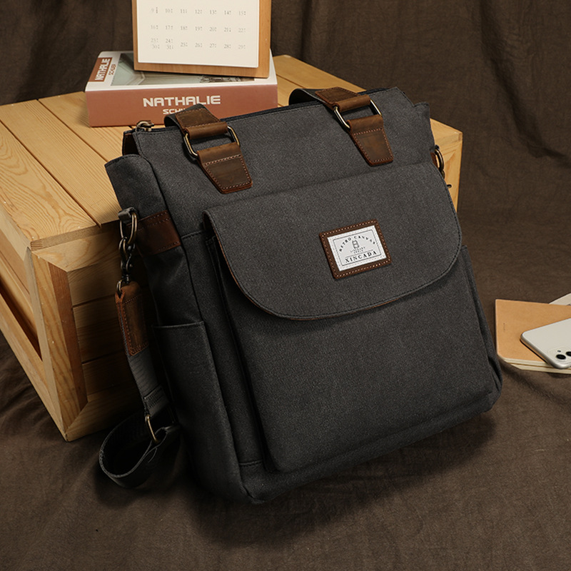 Casual Canvas Shoulder Bag With Multi-function And Large Capacity