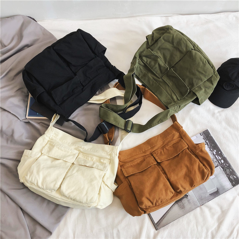 Men And Women Canvas Bag Student Street Large Capacity