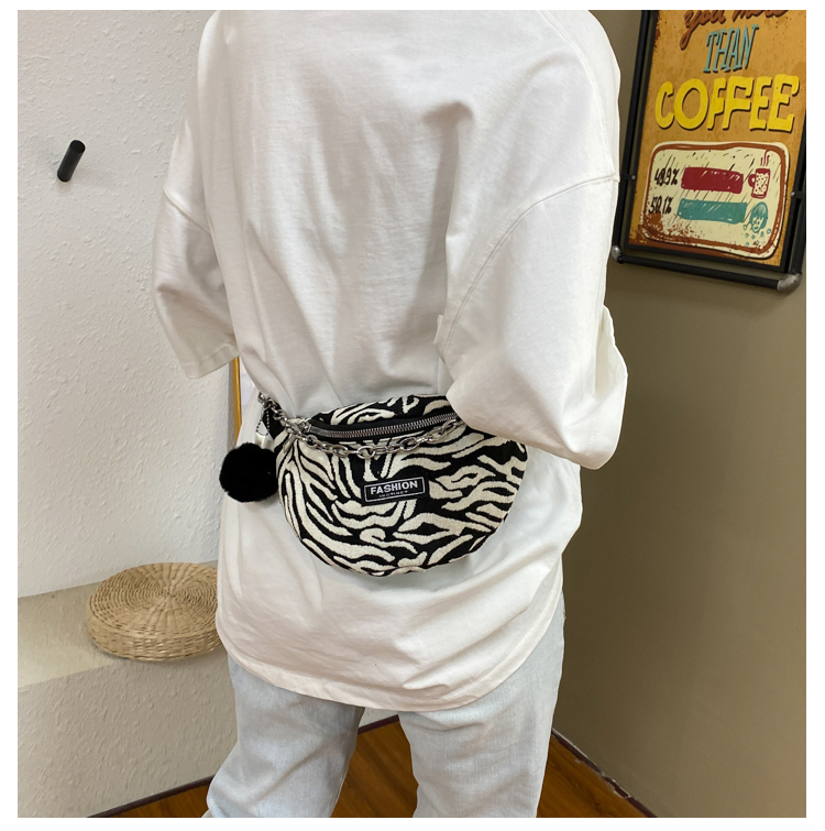 Zebra Pattern Messenger Bag, Chest bag, Female Bag, Waist Bag, High Sense Bag