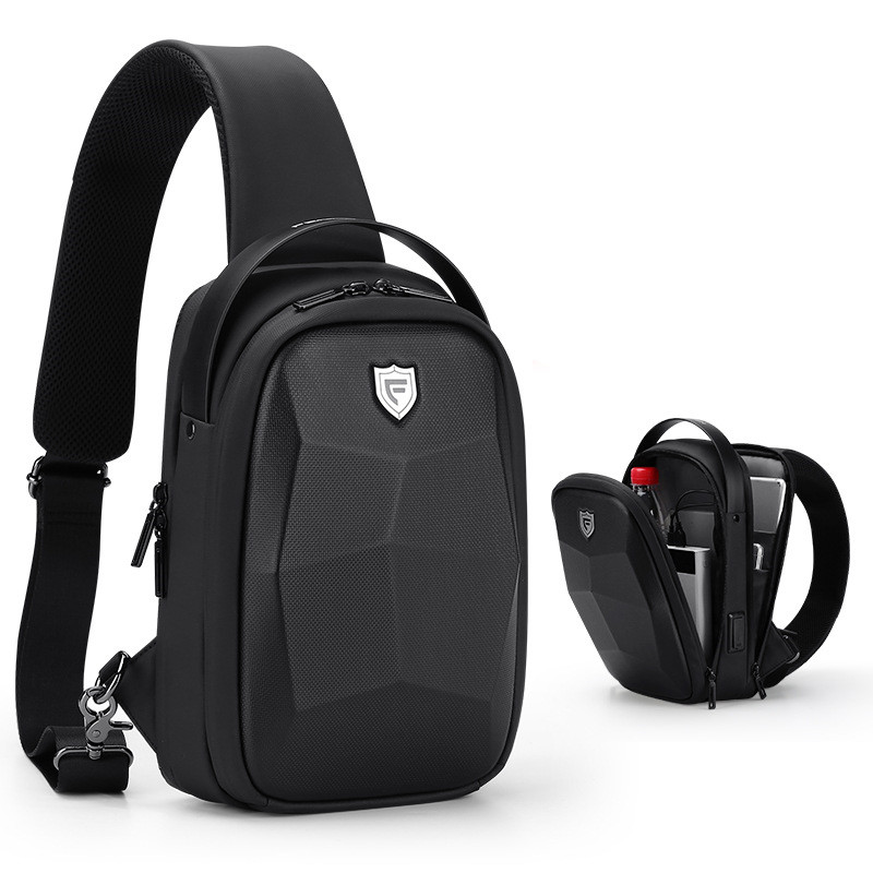 Men's Casual Hard Shell Bag Personality Leisure Multi-function Small Backpack