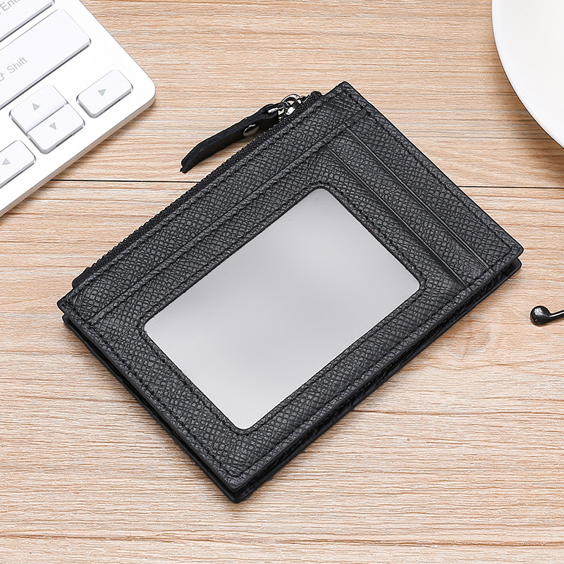 RFID Cowhide Card Holder With Zipper Coin Holder Promotion Card Holder