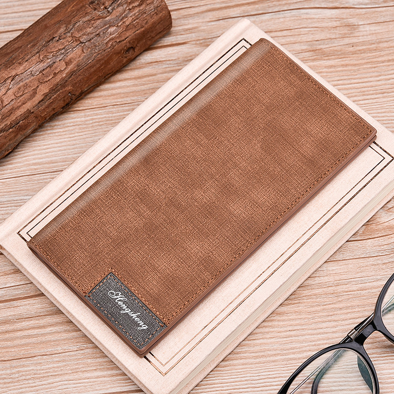 Men's Long Wallet Fashion Button Bag Thin Style