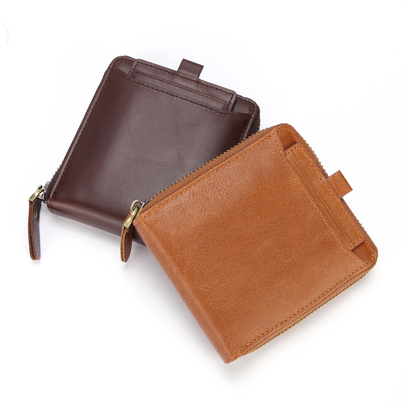Vintage oil zipper wallet