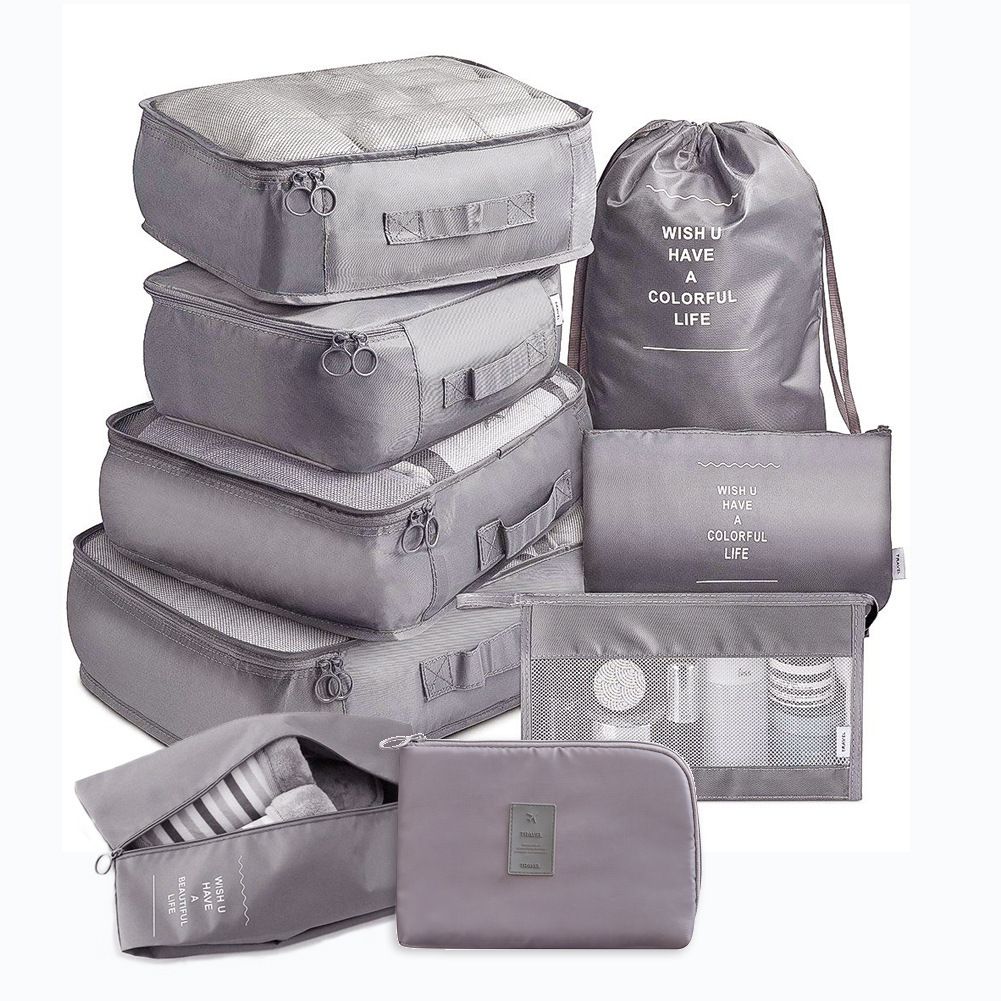 9 Pcs Set New Style Thickened Twill Travel Storage Bag Travel Luggage Clothes Divided Storage Bag