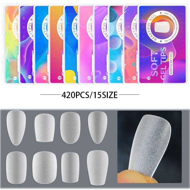 Nail Art Press on False Nails Fake Nails Coffin Gel Nails Extension System Full Cover Short Nail Gel Tips Art Accessories Tool