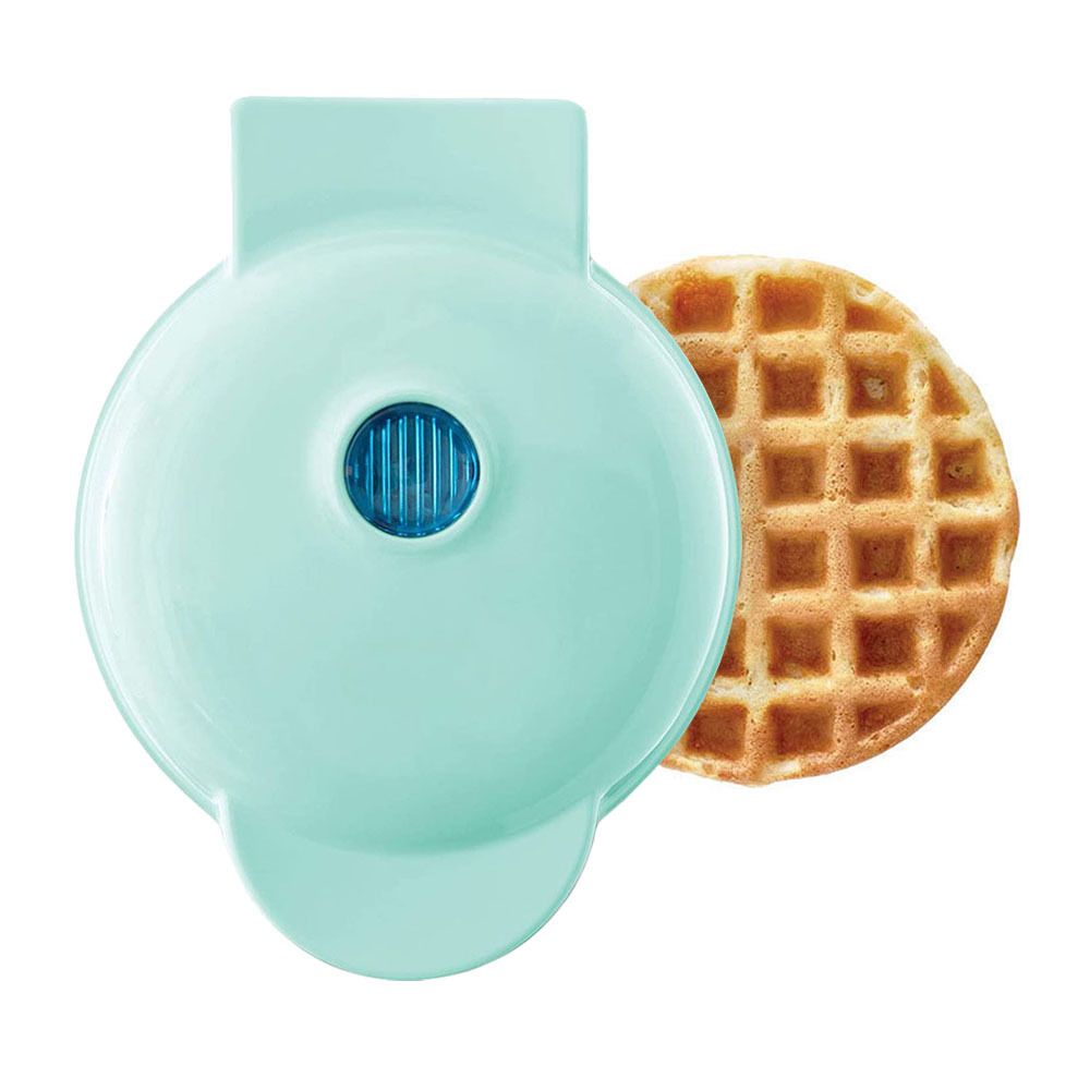 DASH Mini Maker for Individual Waffles, Hash Browns, Keto Chaffles with Easy to Clean, Non-Stick Surfaces, 4 Inch, Aqua
