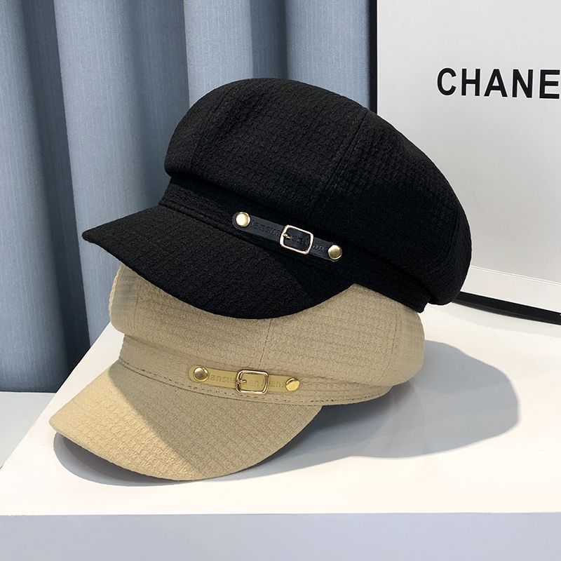 Elegant Embossed Berets Classic Solid Color British Style Beret Cap Breathable Newsboy Hats For Women Autumn & Winter