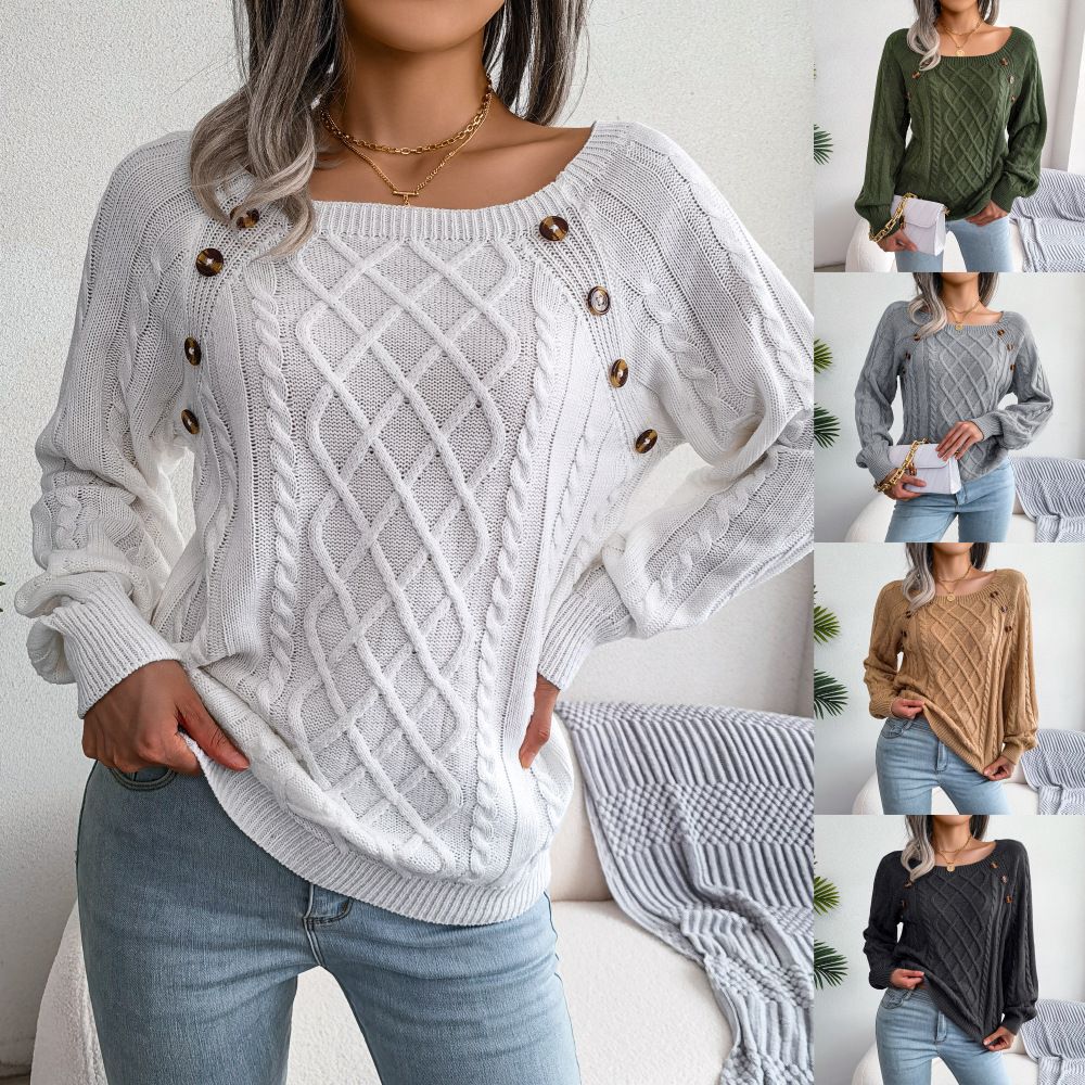 Solid Cable Knit Sweater, Casual Crew Neck Long Sleeve Sweater Women's Clothing