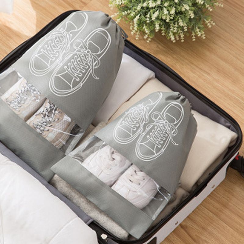 Travel Storage Shoes Bag Dust proof Lightweight Transparent Organizer With Drawstring