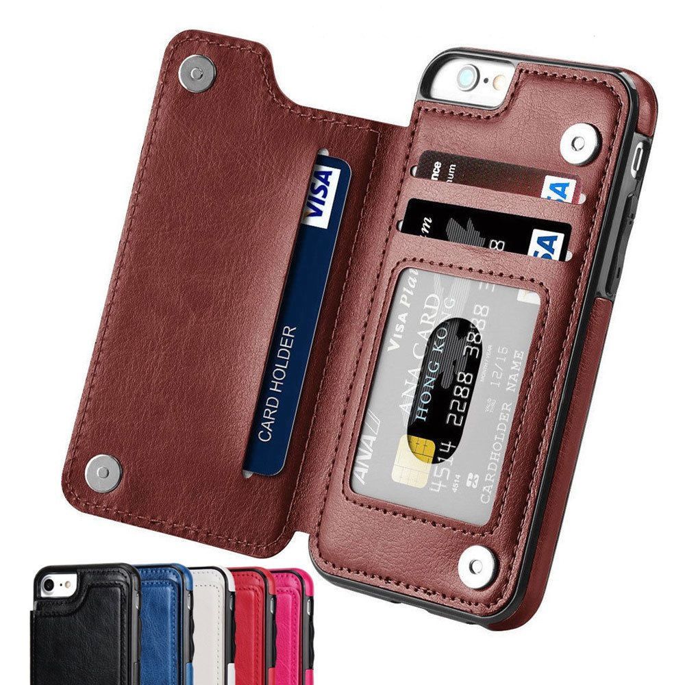Wallet Case With Card Holder PU Faux Leather Kickstand Card Slots Case Double Magnetic Clasp And Durable Shockproof Cover