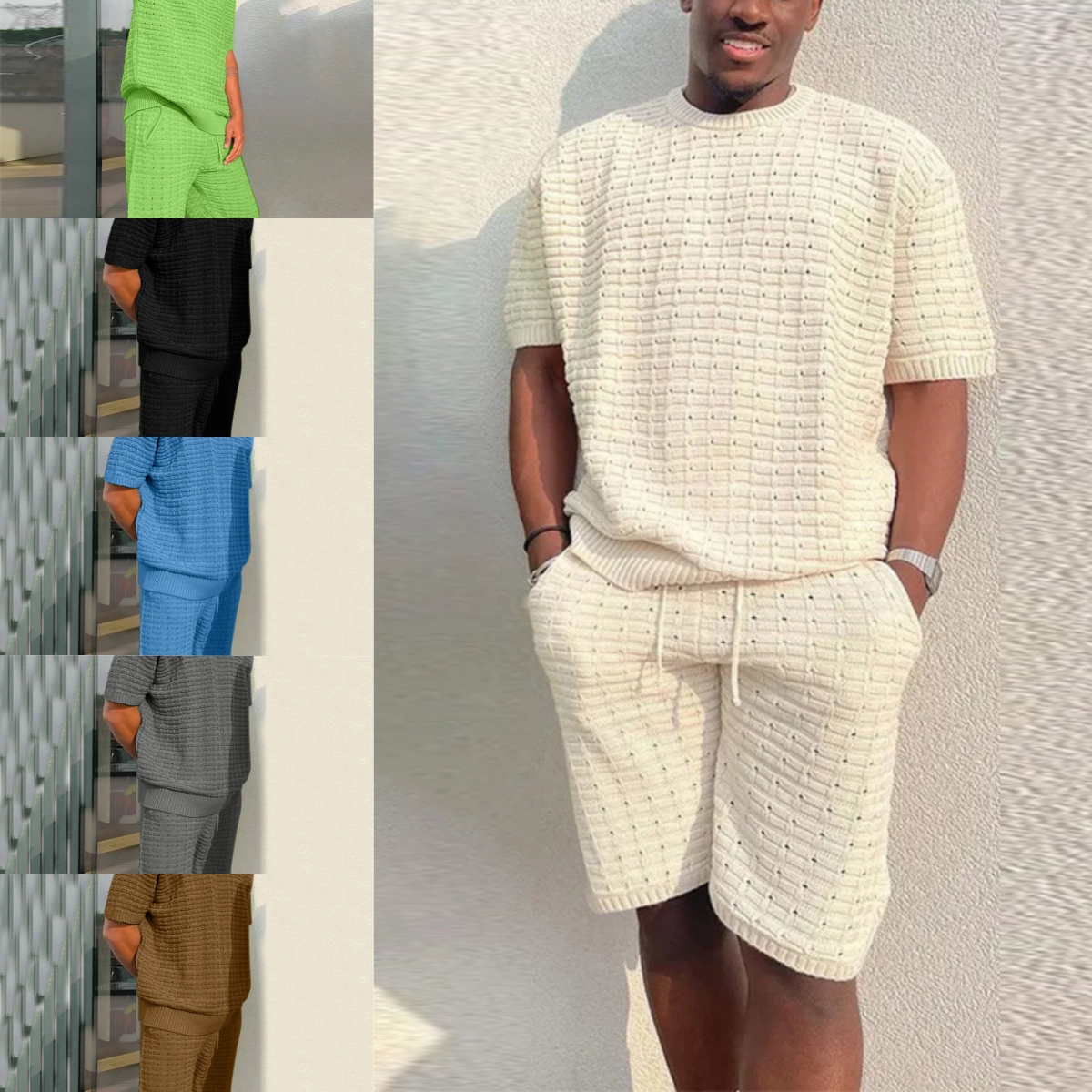 Erkek Yaz Takım Elbise Moda Gevşek Erkekler 2 Parça Kıyafet Yaz Hippi Gömlek Ve Kısa Set