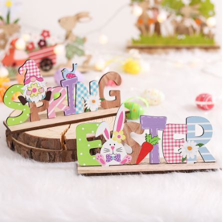 Paskalya süslemeleri ahşap işaretleri DIY ahşap zanaat için bahar paskalya tavşanı çiçek Gnome süs masaüstü Centerpieces dekor burcu