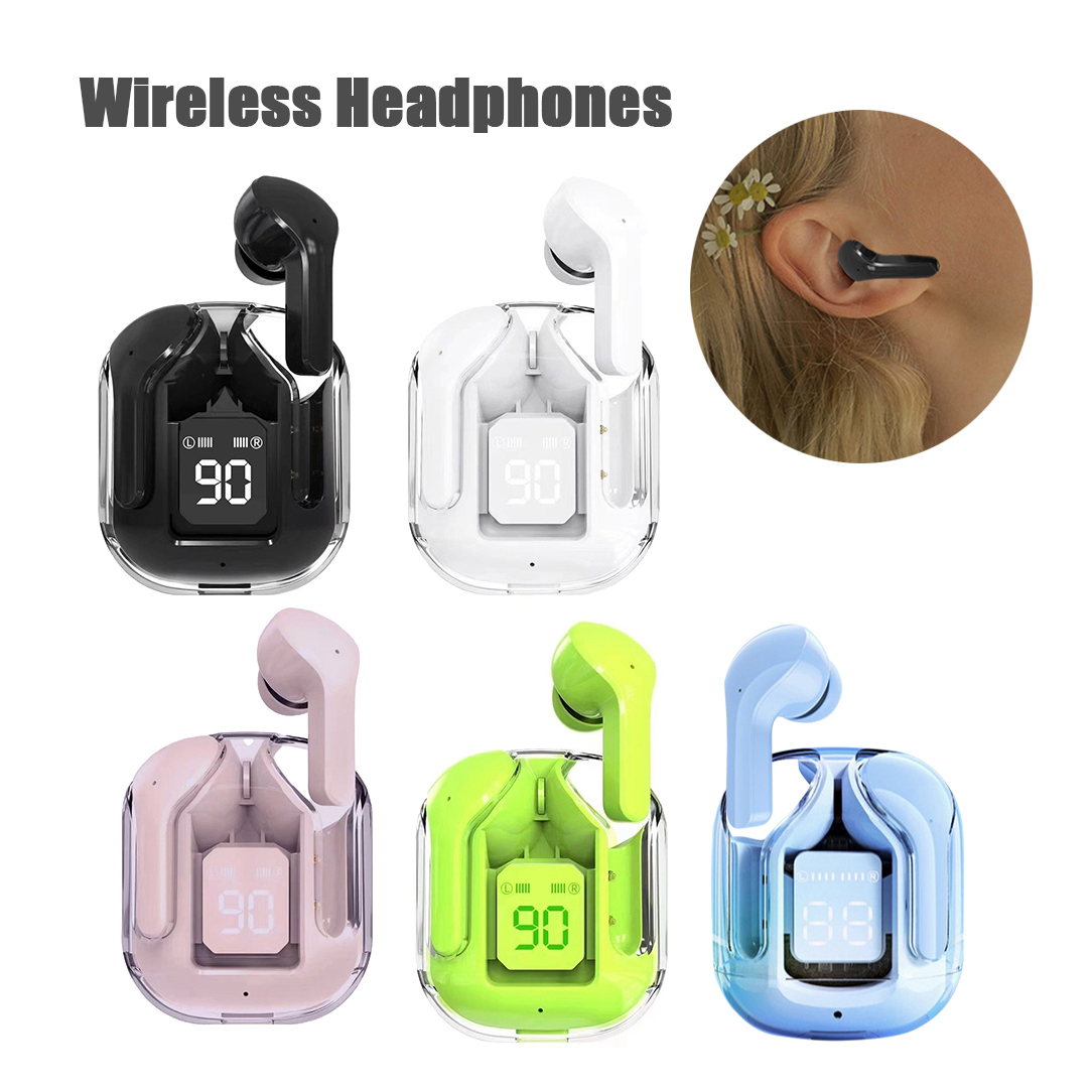 Nytt Mini Transparent trådlöst Bluetooth Headset Digital Display ENC Brusreducering True Wireless Sports Music