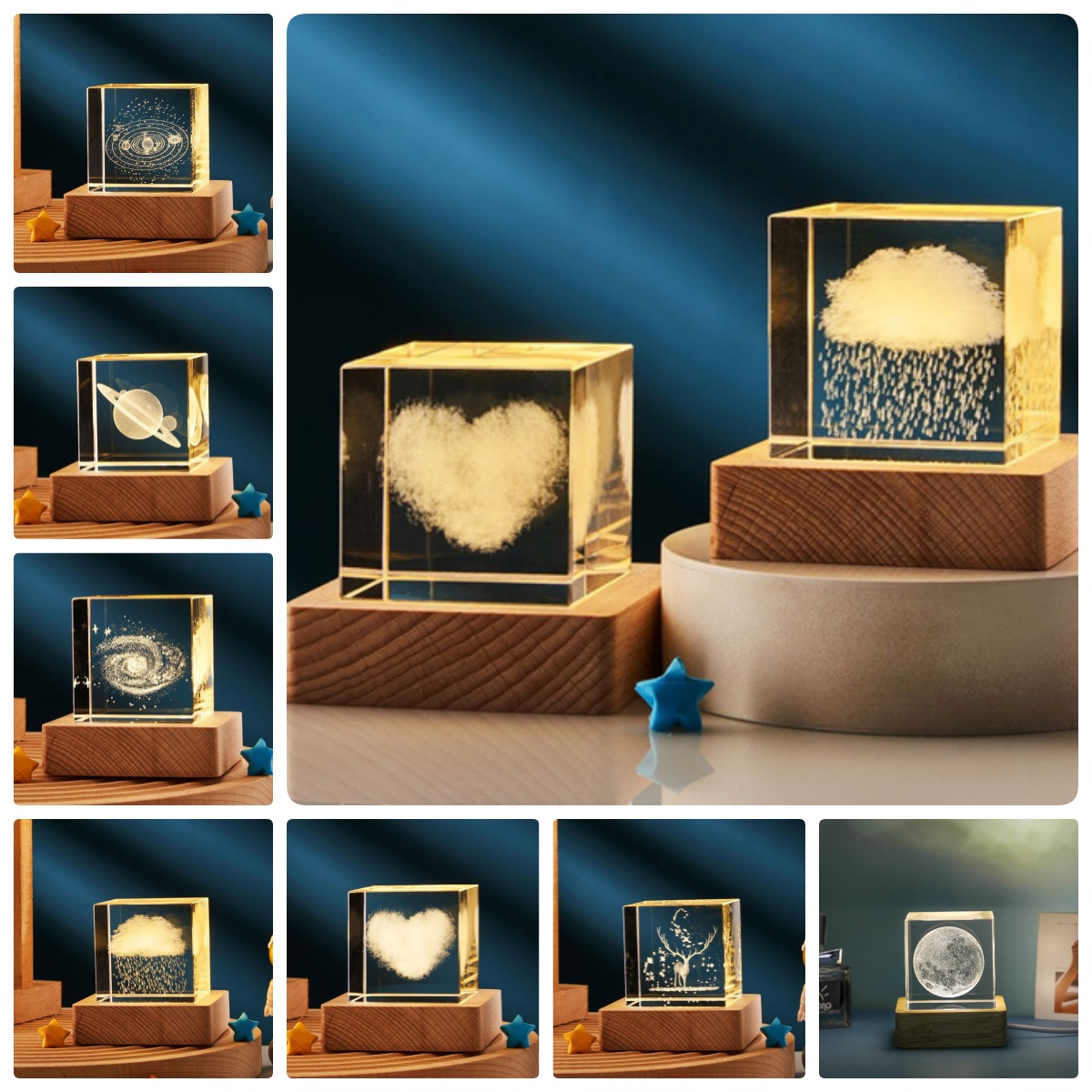 3D Transparent Crystal Cube Skrivbordsdekoration Liten Nattlampa Sovrum Heminredning För Barn Fest Barn Födelsedagspresenter