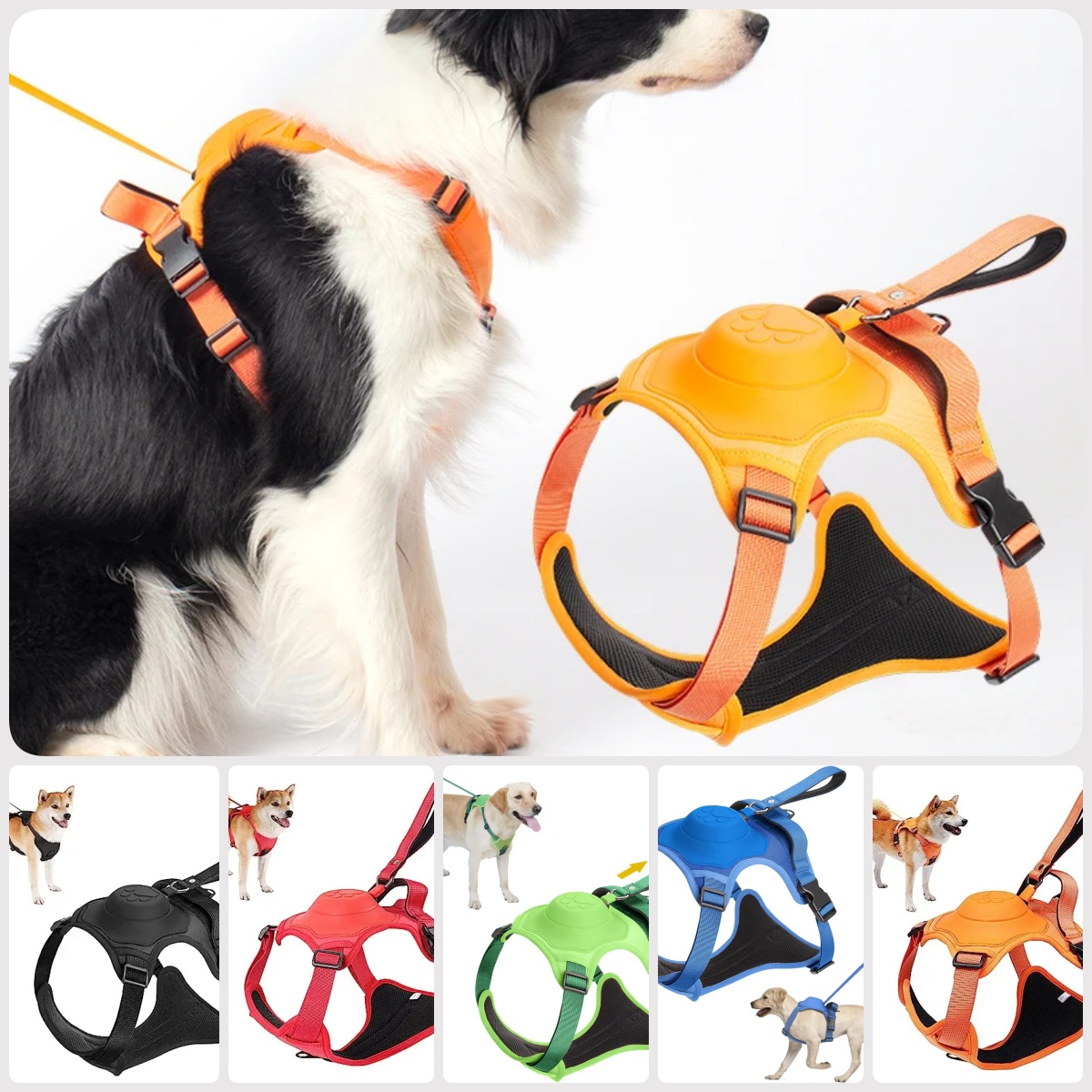  Köpek tasması koşum patlamaya dayanıklı yumruk nefes alabilen ayarlanabilir evcil hayvanlar koşum yeleği açık eğitim