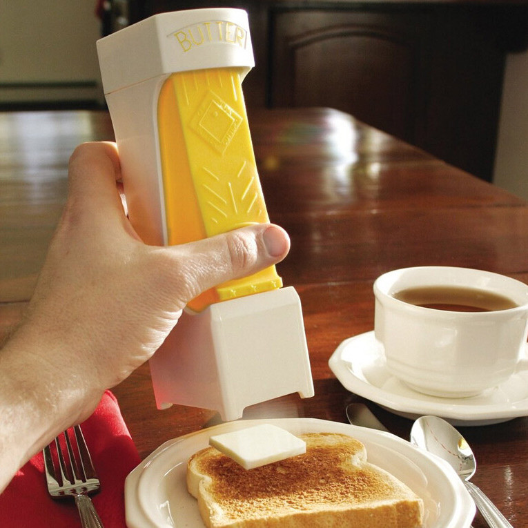 Stick Butter Cutter Ostskivare Enknappsdispenser för skärning av smör Förvaringslåda Ost Matlagning Steak Köksmaterial