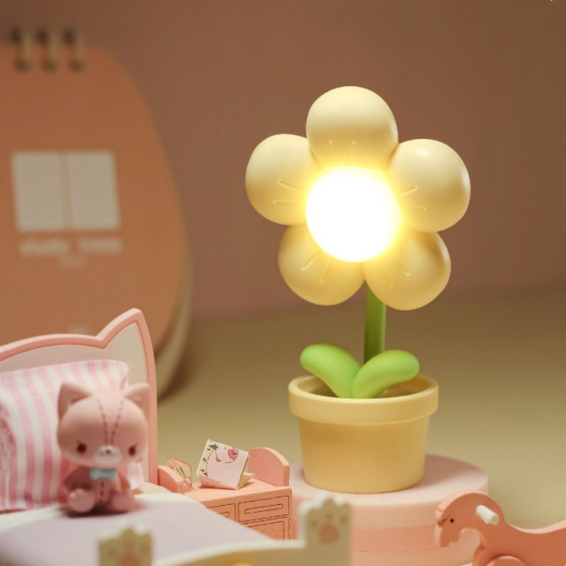 Mini blomma liten nattlampa söt atmosfär sängkanten kreativ heminredning sovrum omgivande ljus