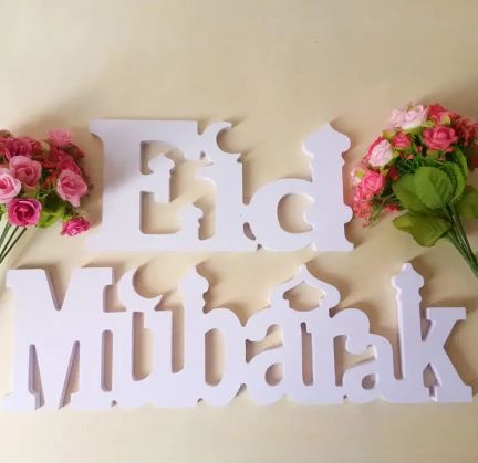 Eid masa dekor Eid al-fitr Centerpieces masa burcu süsler beyaz ev sanat mektup işareti yaşam için ofis konferans odası masası dekor