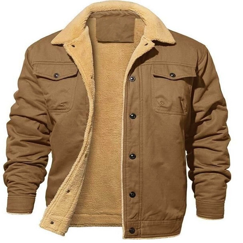 Men's autumn and winter retro plush jacket loose comfortable warm fashionable street style casual work jacket