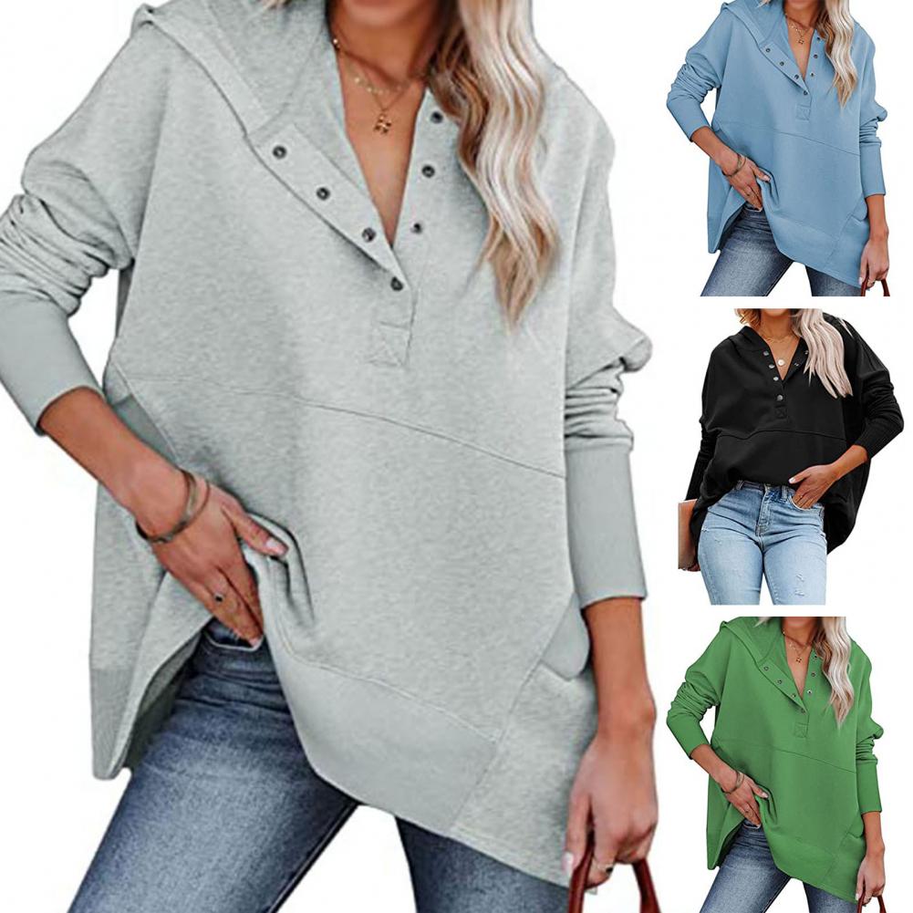 Women Loose Fit Tops Slimming Effect Women Tops Stylish Women's V-neck Hooded Pullover Tops Casual Loose for Autumn/winter
