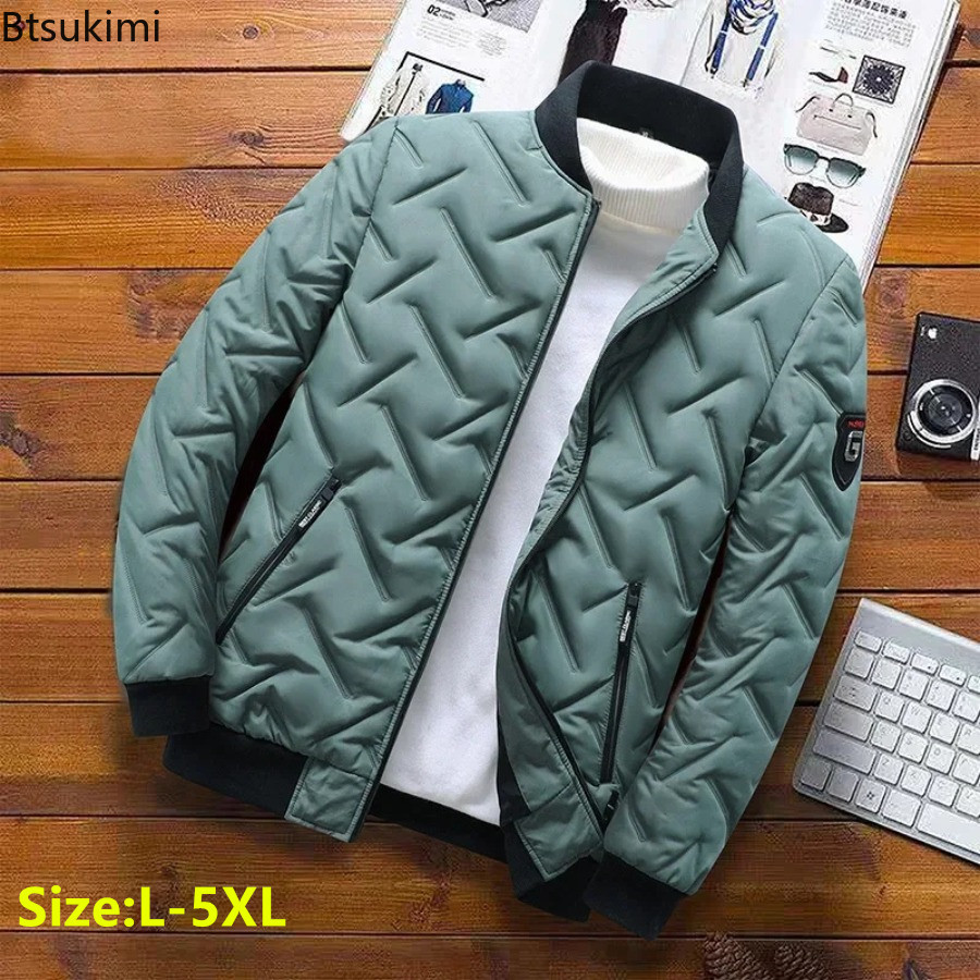 2024 Autumn Winter Jacket Men's Fashion Stand Collar Casual Parkas Jacket Trend Streetwear Male Outdoor Warm Cotton-padded Coats