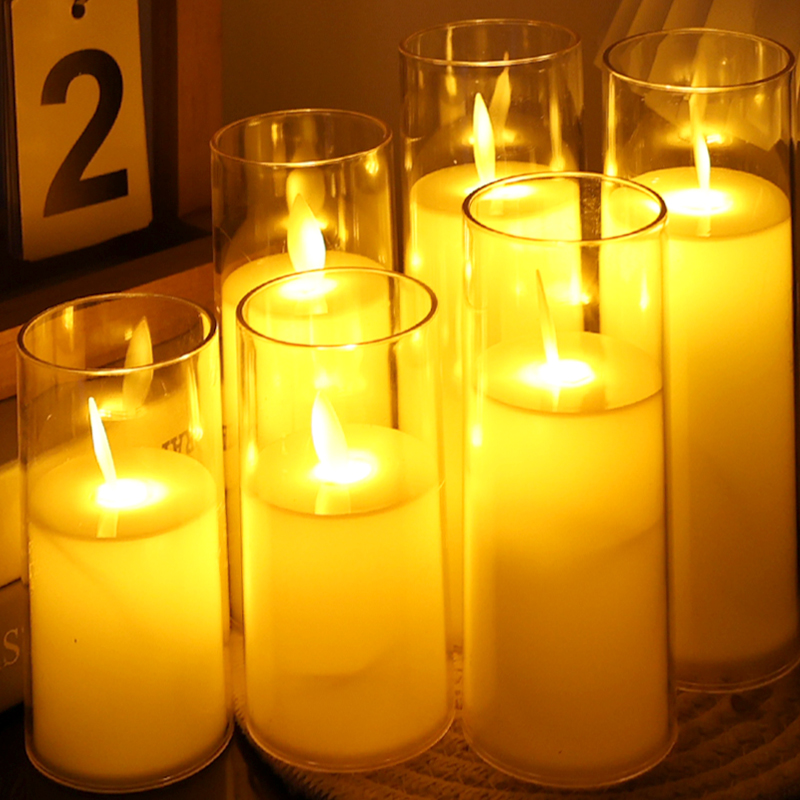 3/1Pcs LED Flickering Flameless Candles Light with Battery Acrylic Electric Fake Tealight Lamp for Wedding Halloween Christmas