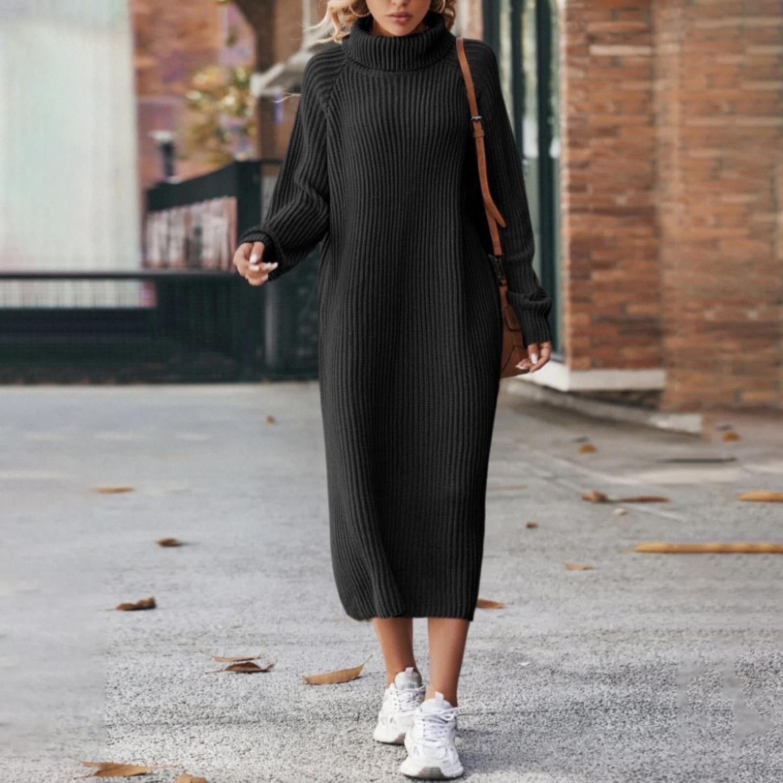 Women's 2023 Autumn/Winter New Long Sweater Over Knee Loose High Turtleneck Dress Dress for Women Casual Womens Business Casual