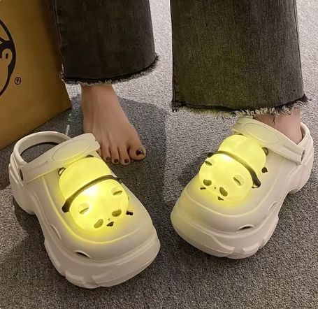Women summer shoes Wedge mule new fashion women's slippers platform slippers high brand light unique shoes for women panda