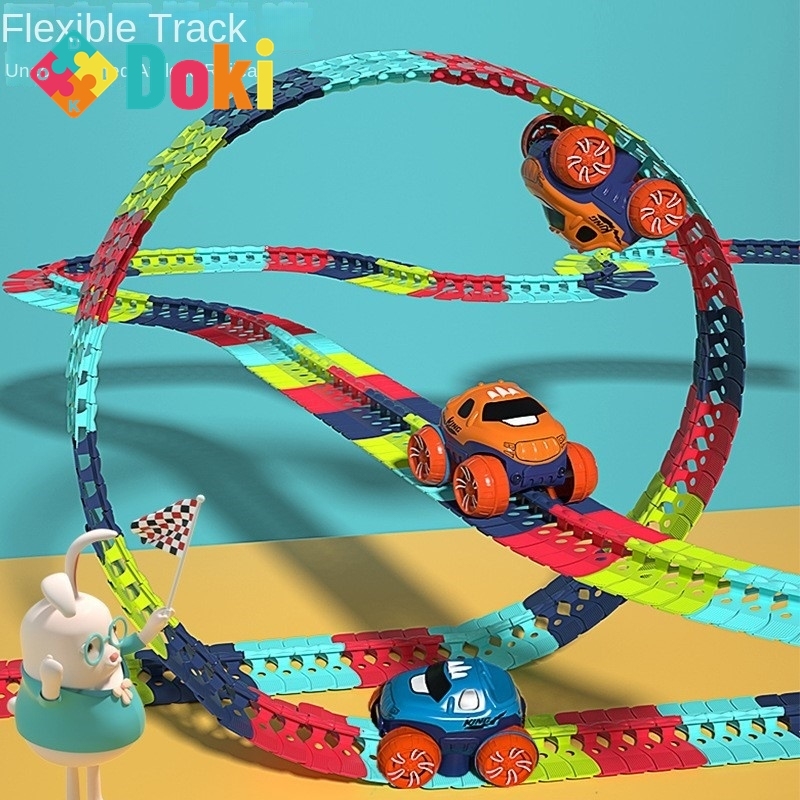 Dokitoy Children's Electric Rail Car Toy Versatile DIY Assembly Anti Gravity Small Train Track Roller Coaster Set Hot Sale 2024