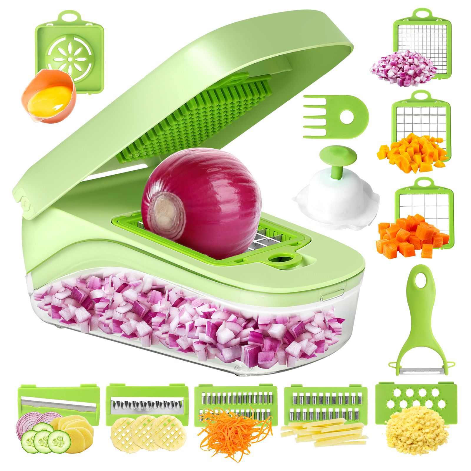 Vegetable Chopping Machine - Spiral Vegetable Slicer - Onion Chopping Machine with Container - Professional Food Chopping Machine - Slicer Dicer