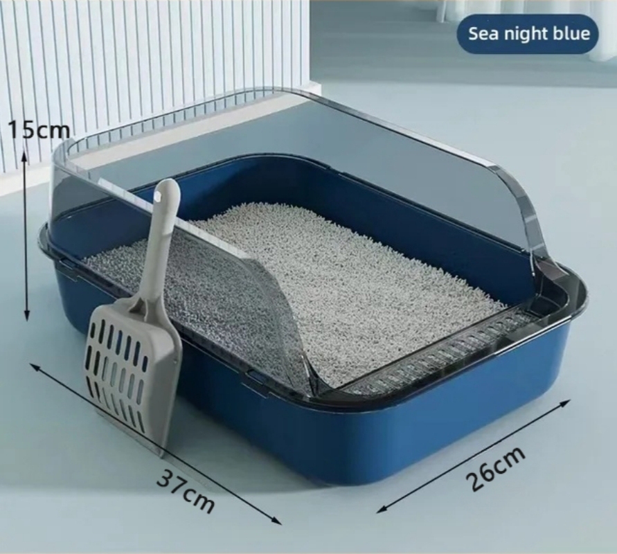 Brand new high quality luxury premium large spacious plastic cat litter box with splash-proof design and high cover for open cat toilets.