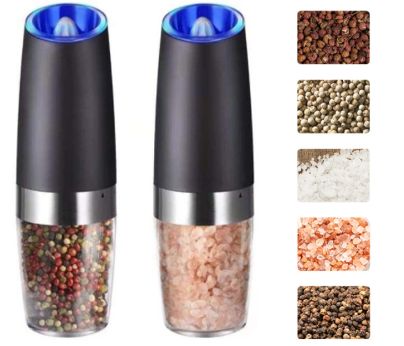 Gravity Electric Salt and Pepper Grinder, Automatic Pepper Grinder Shaker Grinder, Upgraded Battery Powered Adjustable Coarseness with LED, One Hand Operation Great for Kitchen