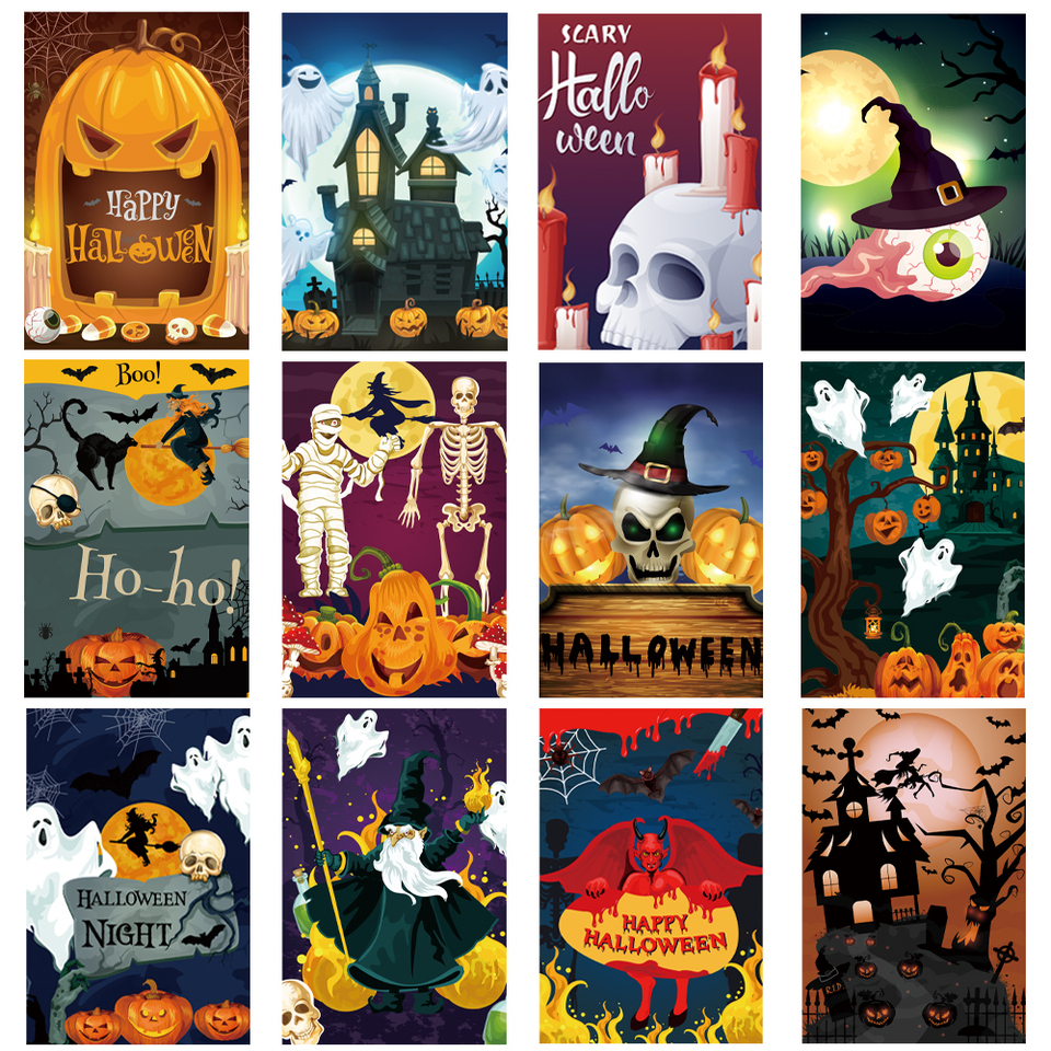 Halloween postcard vintage greeting card witch pumpkin illustration invitation party invitation Halloween party decoration