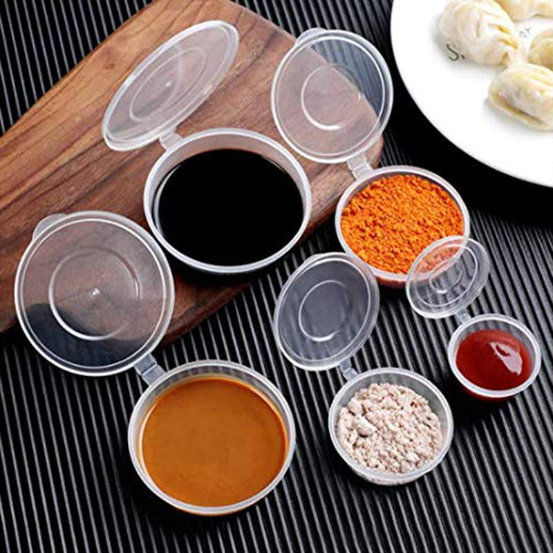 50pcs/set plastic sauce jar packaging box with lid thickened disposable barbecue sauce seasoning small dish chili cup container