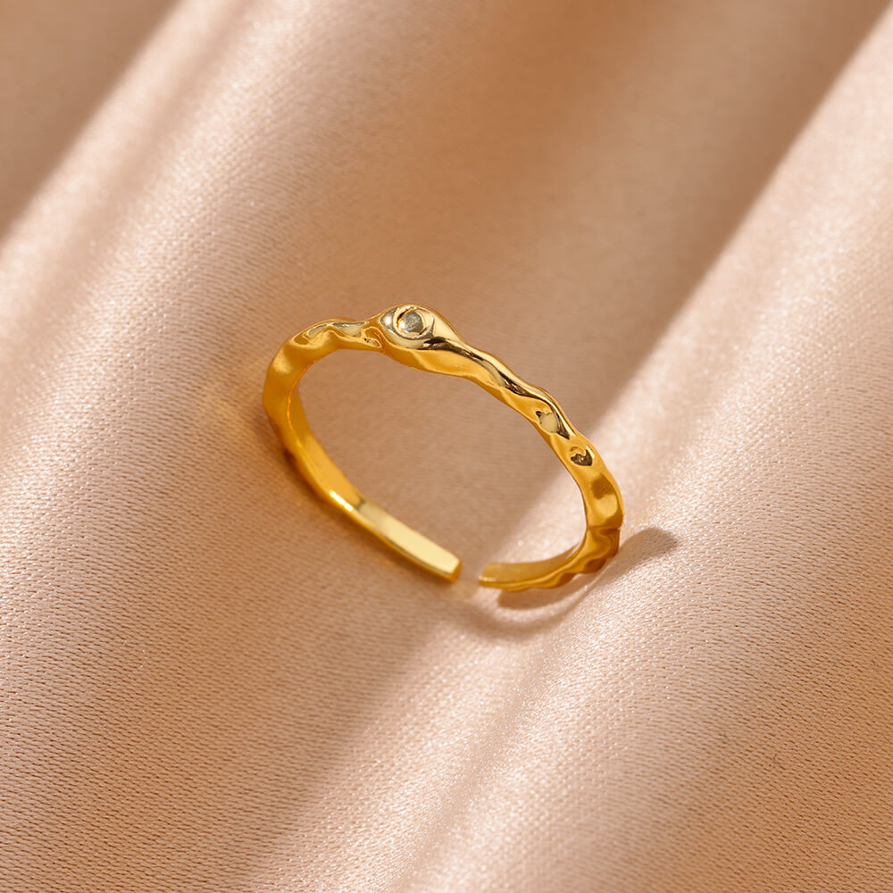 Stainless Steel Rings For Women Vintage Gold Color Adjustable Twisted Ring Wedding Waterproof Jewelry Finger Accesories Gift