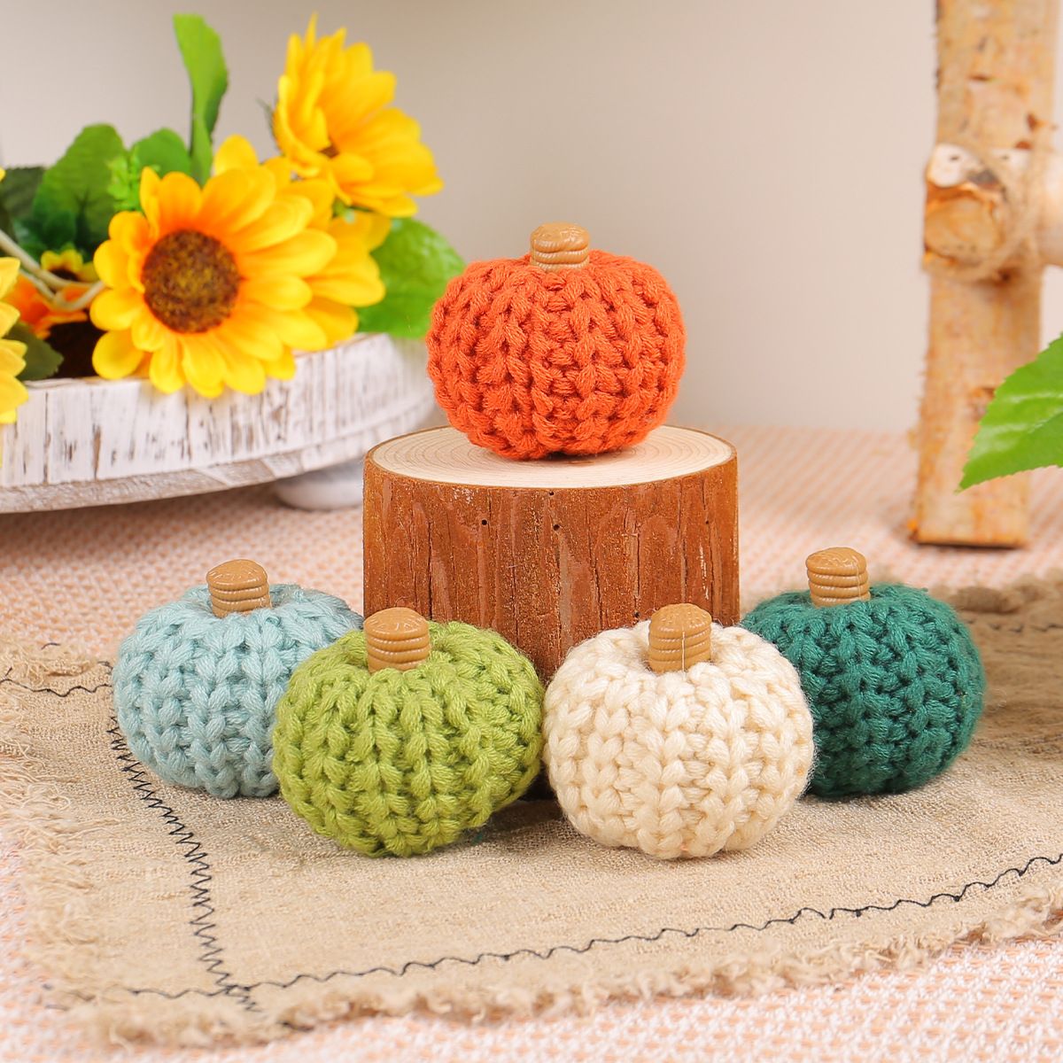 Knitted Pumpkin Decoration, Heartwarming Gift for Women, Fall Bowl Filler, Fall Farmhouse Tier Tray Decoration
