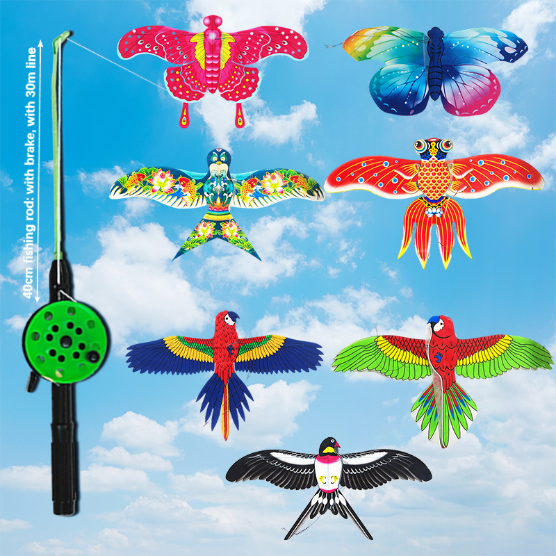 1 Set Children Kite Toy Cartoon Butterfly Swallows Eagle Kite With Handle