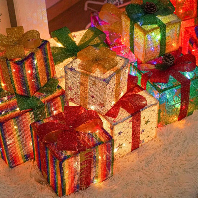 3 Piece Set LED Gift Box Light Battery Waterproof Christmas Elk Stars Snowflake Christmas Decoration Lights Home LED Box Gift Lights