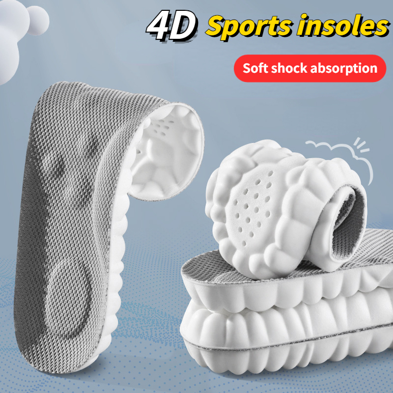 4D Sports Massage Insoles for Adults High Elastic Soft Deodorization Massage Running Football Orthopedic Shoe Pads Unisex