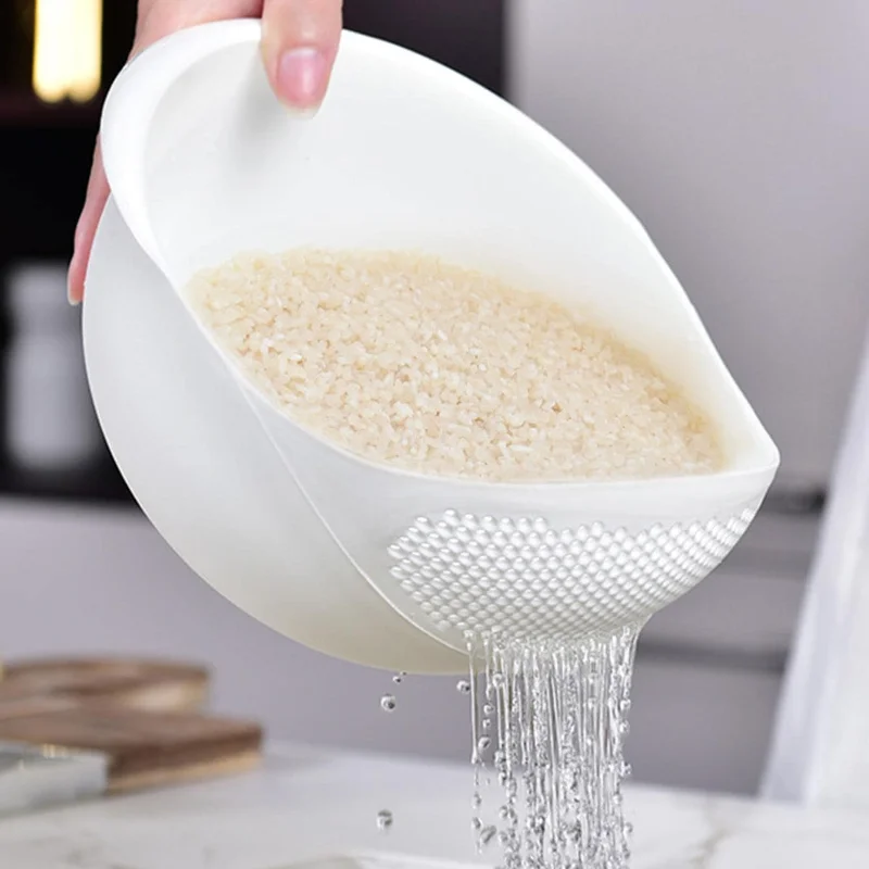 Silicone colander rice bowl drain basket washing drain basket with handle