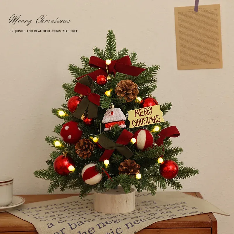 Christmas Tree Artificial Plants DIY Handicraft Pinecone Pine Branch Christmas Tree Home Party Decorations Desktop Ornament