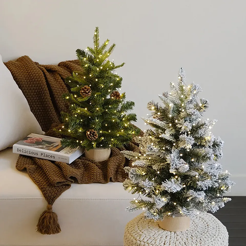 40/60CM Christmas Tree Desktop Mini Xmas Trees For Home Decoration Children DIY Handicraft 2024 New Year Christmas Ornament