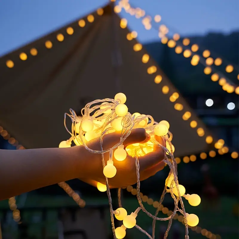1pc Fairy String Lights LED Mini White Ball Plastic Festive Lights For Girl's Room Decor Tent Fence Decoration Battery Operated