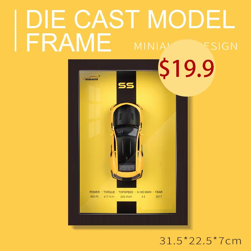 1:32 Scale 3D Hanging Paintings Alloy Diecast Premium Car Model Exquisite Photo Frame Version Collect Hobby Window Display Gifts
